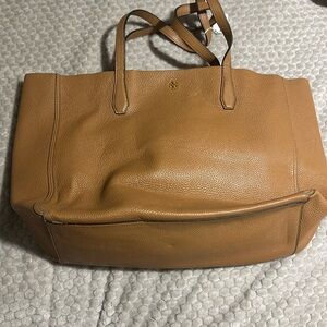 Tan Tory Burch pebble leather Tote Bag